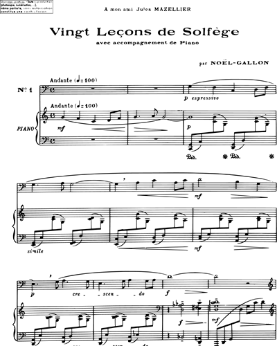 Twenty Lessons of Solfège — Noël Gallon