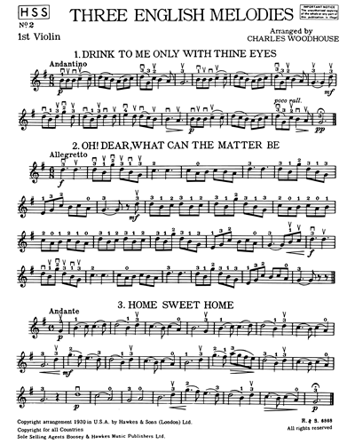 Three English Melodies — Charles Woodhouse
