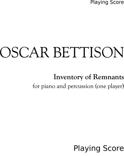 Inventory of Remnants — Oscar Bettison