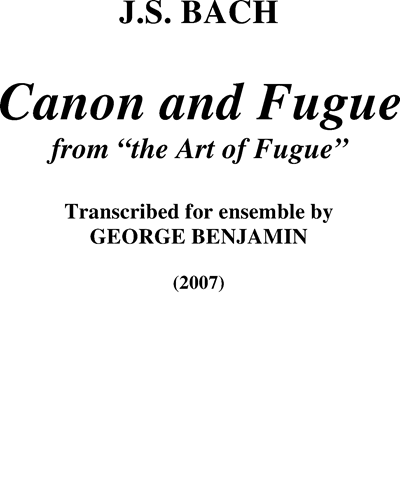 Canon and Fugue (from 'The Art of Fugue') — 巴赫