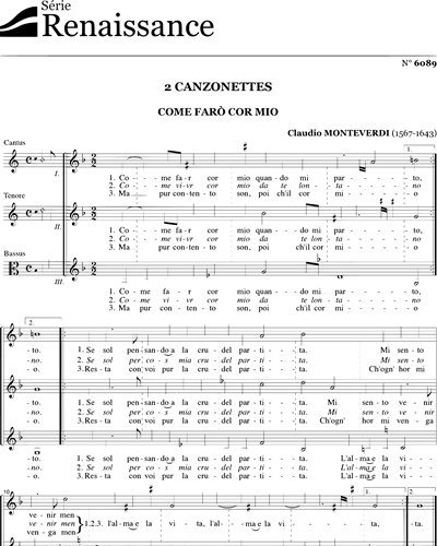 2 canzonettes — 蒙特威尔第