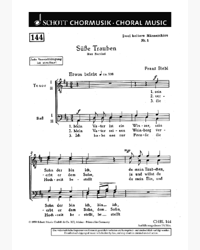 Zwei heitere Männerchöre — Franz Biebl