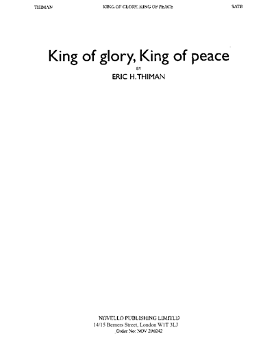 King Of Glory, King Of Peace — Eric Thiman