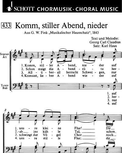 Komm, stiller Abend, nieder — Karl Haus