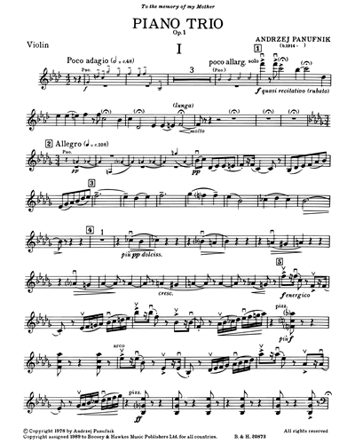Piano Trio, op. 1 — 安德热·帕努夫尼克