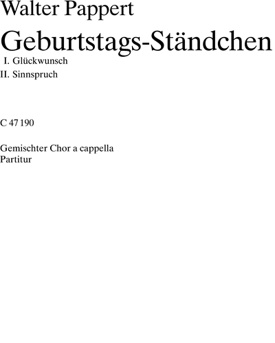 Geburtstags-Ständchen — Walter Pappert
