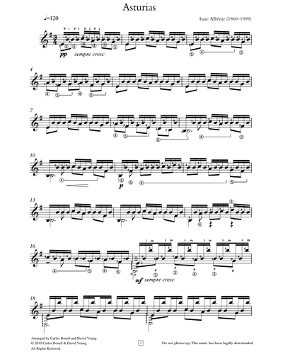 Asturias, op. 47 no. 5 — 阿尔贝尼斯
