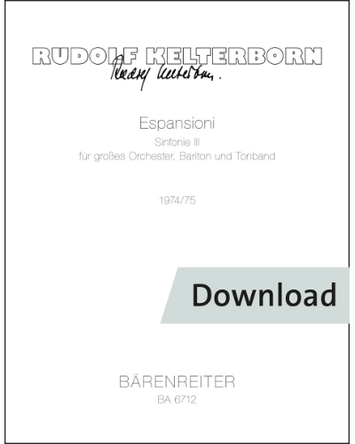 Espansioni für Orchester, Bariton und Tonband — Rudolf Kelterborn