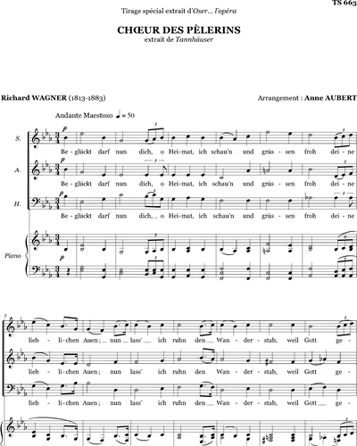 Choeur des pèlerins - SAB — 瓦格纳