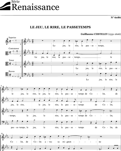Le jeu, le rire, le passetemps — Guillaume Costeley