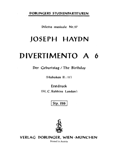 Divertimento in C major 'Mann, Weib' or 'Der Geburtstag' — 海顿