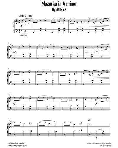 Mazurka in A minor, op. 68 no. 2 — 肖邦
