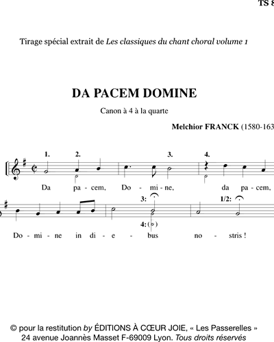 Da pacem domine - from Class. CC n°1 — Melchior Franck