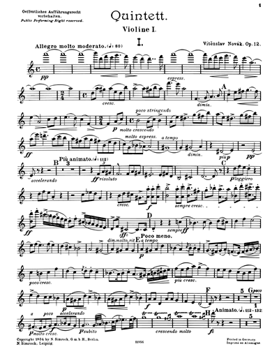 Piano Quintet in A minor, op. 12 — Vítězslav Novák