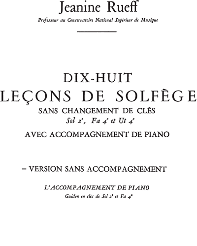 18 Leçons de solfège sans changement de clés — Jeanine Rueff