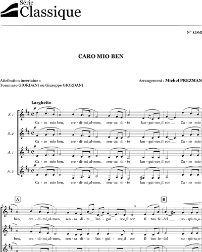 Caro mio ben — Giuseppe Giordani