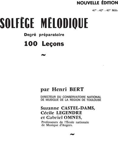 Solfège Mélodique Degré Préparatoire 100 Leçons — Henri Bert